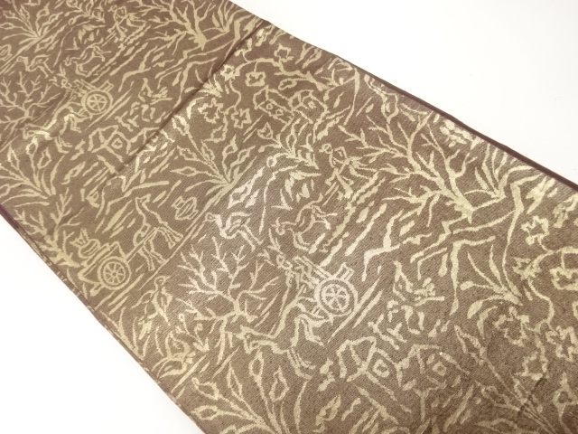 JAPANESE KIMONO / ANTIQUE FUKURO OBI / SILK / WOVEN FLOWER & BIRD